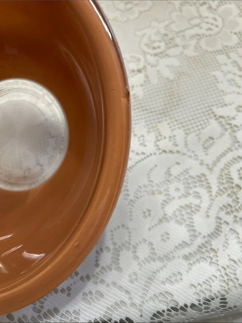 Vintage Pyrex Corning USA Peach & Brown Glass Mixing Bowls Set of 2